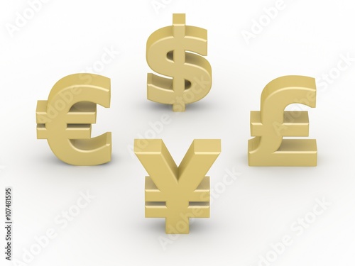 ドル ユーロ ポンド 円の通貨の金色マーク Stock Illustration Adobe Stock