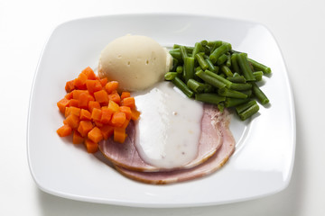 Wall Mural - Baked ham with sauce and vegetables