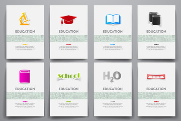 corporate identity vector templates set with doodles education theme
