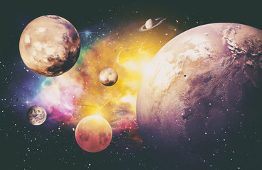 Wall Mural - planets galaxy, the over light, cinema film tone - elements of this image furnished by nasa