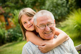 Fototapeta Miasto - Happy grandfather with grandchild