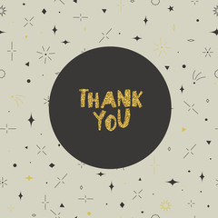 Poster - Thank you card. Geometric seamless pattern. Gold, gray and beige