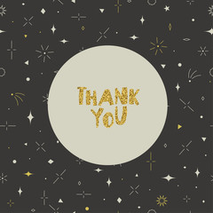 Poster - Thank you card. Geometric seamless pattern. Gold, gray and beige