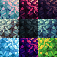 Poster - Triangular Low Poly Backgrounds set. Different colors