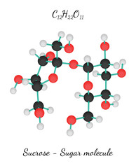 Wall Mural - C12H22O11 Sucrose sugar molecule