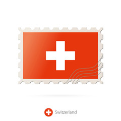 Wall Mural - Postage stamp with the image of Switzerland flag.