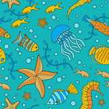 Fototapeta Dinusie - Marine life pattern