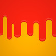 Drops of red paint on a yellow background. Vector illustration
