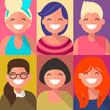 Set avatars girls. Vector illustration