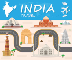 India Landmark Global Travel And Journey Infographic Vector Desi