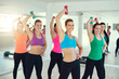 © Flamingo Images - Close-up of group of young women doing exercise with dumbbells on triceps