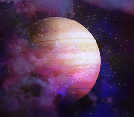 Wall Mural - planet and nebula - elements of this image furnished by nasa