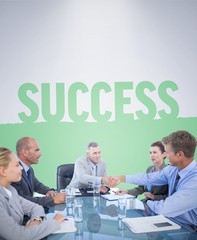 Sticker - Composite image of business team during meeting