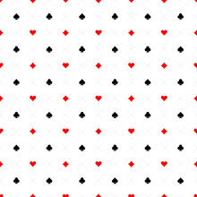 Playing Cards Signs Casino Seamless Pattern Background. Black, R