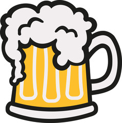 Sticker - Beer mug comic with foam