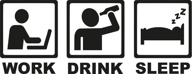 Sticker - Work drink sleep icons - day in life