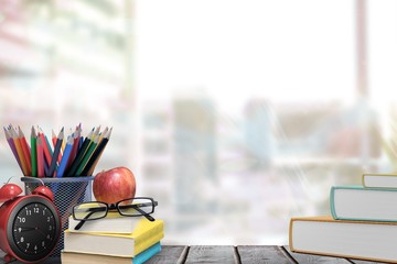 Poster - Composite image of school supplies on desk