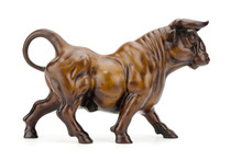 Bull Sculpture Isolated On White Background Clipping Path