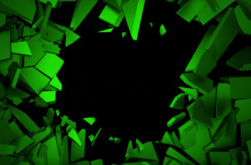 Poster - Abstract 3d rendering of cracked surface. Background with broken shape. Wall destruction. Explosion with debris. 