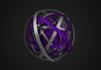 Poster - Abstract 3d rendering of sphere with rings in empty space. Futuristic shape. Surreal background.