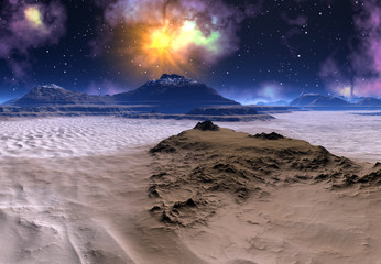 Wall Mural - 3d rendered fantasy alien planet - illustration