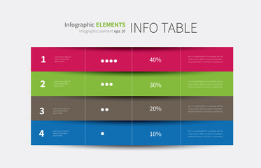report infographic table options 4 / vector tabular graphic for summary with columns and rows