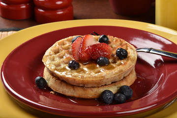 Poster - Waffles with fresh strawberries