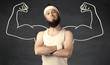 © ra2 studio - Young weak man with drawn muscles