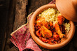 Traditional Tajine Dish with Chicken and Couscous