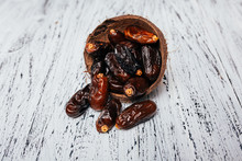 Dried Halawi Dates Isolated On A White Background.