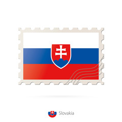 Wall Mural - Postage stamp with the image of Slovakia flag.