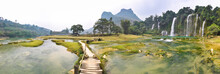 Panorama Of The River And Bondzhuk Falls, North Vietnam