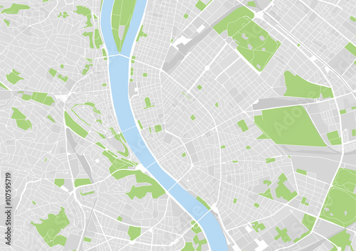 Plakat wektorowa mapa miasta Budapeszt, Węgry