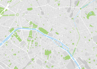 vector city map of Paris, France