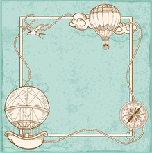 Vintage Frame With Air Balloons
