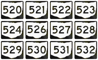Wall Mural - Collection of Ohio Route shields used in the United States