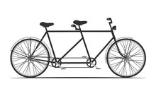 Classic Tandem Bicycle Illustration. Ride Together On Tandem, Vector.
