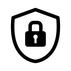 Security shield or virus shield lock line art icon for apps and websites