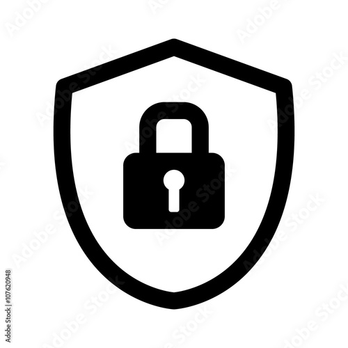 Cuadros en Lienzo Security shield or virus shield lock line art icon for apps and websites