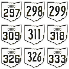 Wall Mural - Collection of historic Ohio Route shields used in the United States