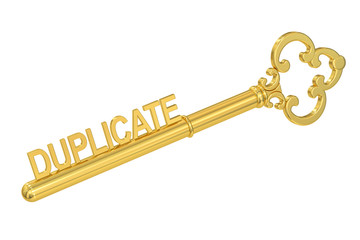 Poster - duplicate key concept with golden key, 3D rendering