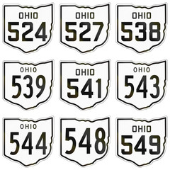Wall Mural - Collection of historic Ohio Route shields used in the United States