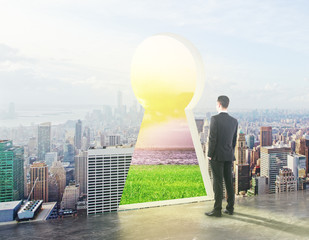 Poster - Businessman looking at landscape