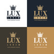 Set gold, blue and white logo on a blue, white and gold background with a picture of the silhouette of the crown and the words Lux. It symbolizes the highest quality, strength, indestructibility