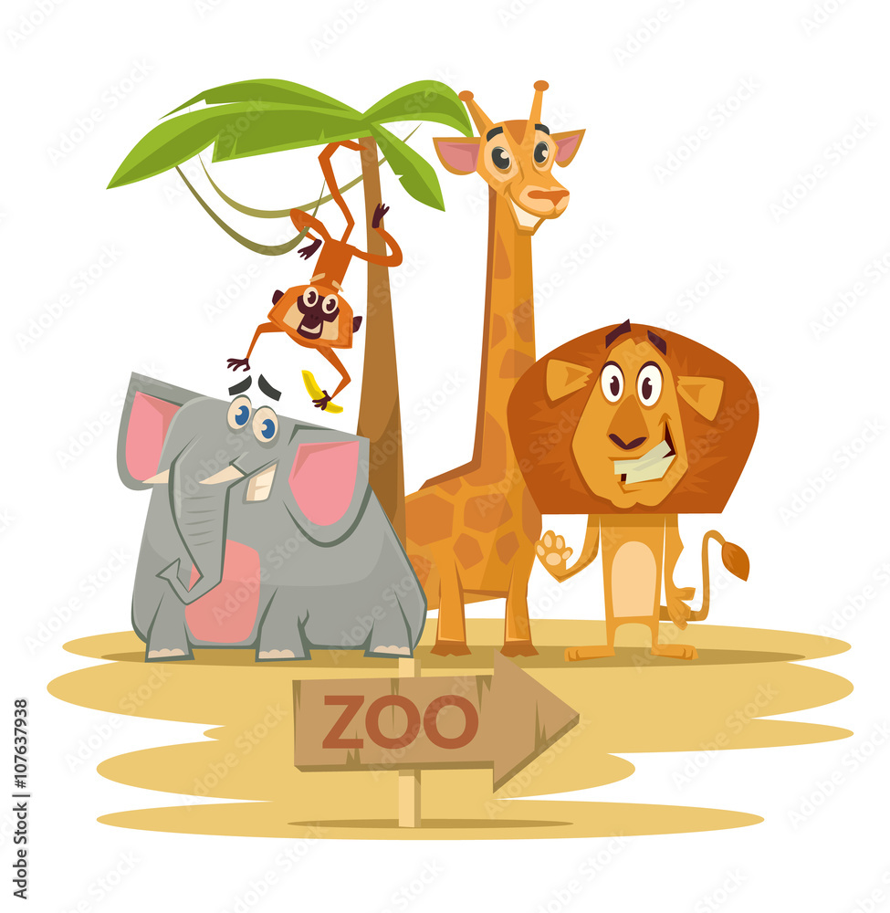 Zoo. Vector flat cartoon illustration Stock Vector | Adobe Stock