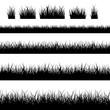 Seamless grass silhouettes. Black grass vector borders vector