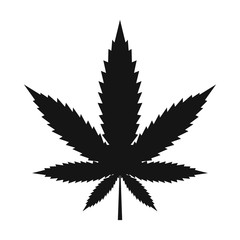 Hemp leaf icon, black simple style