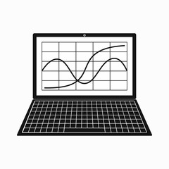 Poster - Laptop with business graph icon, simple style