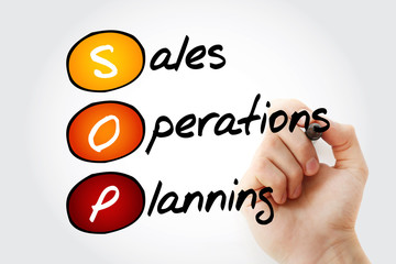 Poster - Hand writing SOP - Sales and Operations Planning with marker, acronym business concept