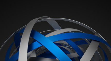 Poster - Abstract 3d rendering of sphere with rings in empty space. Futuristic shape. Surreal background.